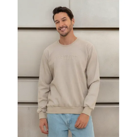 Blusa Moletom Gola Redonda Sem Capuz E Bolso Agasalho Casual