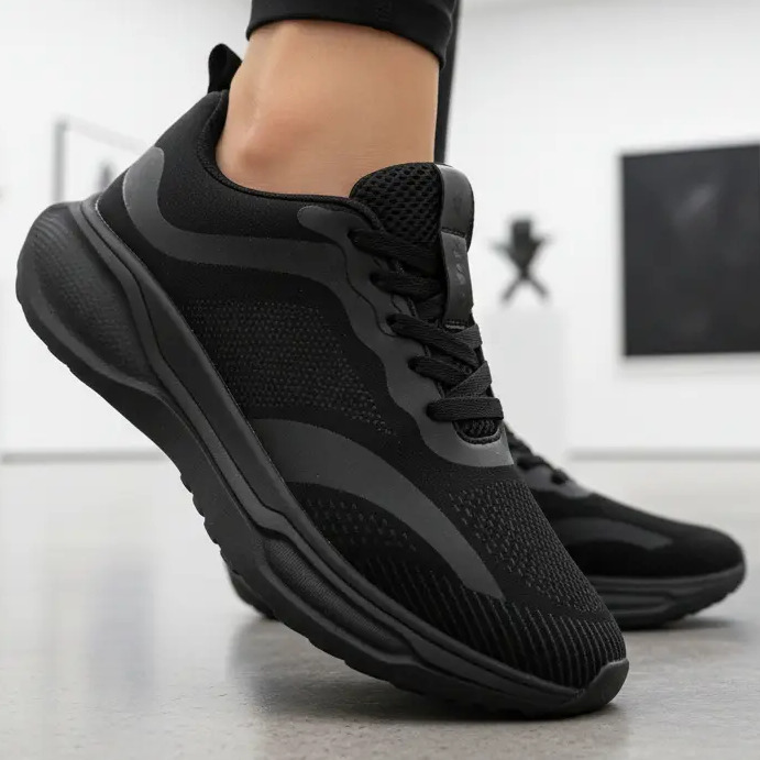 Tênis Feminino Esportivo Academia Caminhada Escolar Macio V1 Preto/preto 36 Br Tênis Feminino Esportivo Academia Caminhada Escolar Macio V1 Preto/preto 36 Br
