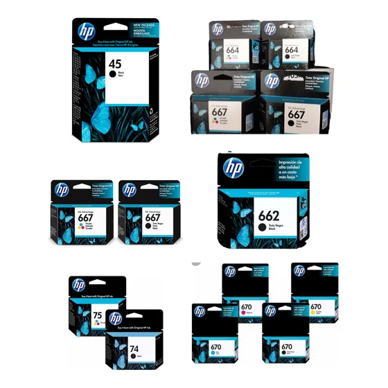 Cartuchos Hp Originales 45 667 664 662 60 21 901 74 75 670