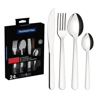 Tramontina Faqueiro Malibu Alto Brilho 24 Peças Em Aço Inox Tramontina Faqueiro Malibu Alto Brilho 24 Peças Em Aço Inox