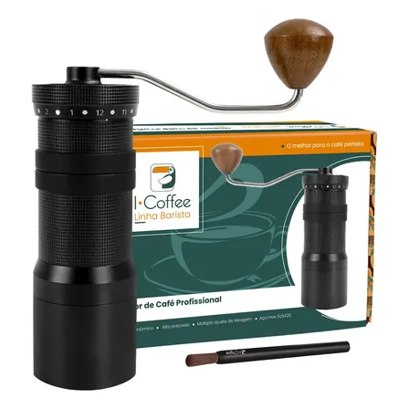 Moedor De Café Inox Manual Icoffee M6-MAX Ajuste Externo Profissional Corpo 40g