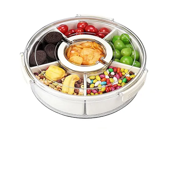 Plato Botanero Con Tapa Y Asa Charola Botanera Articulos De Cocina Portátil Domo Botanero Giratorio 360° Para Frescura Antihumedad Para Fiesta Camping Picnic Caja De Botanas Plástico De Alta Aalidad