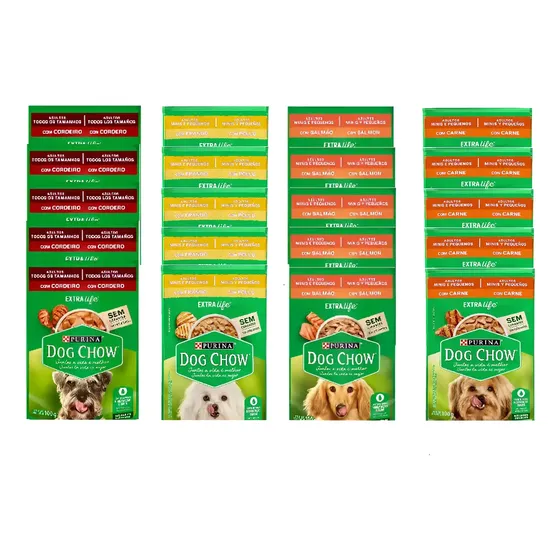 Kit 20 Und Saches Dog Chow Cães Adulto Rp Molho Sabores 100g