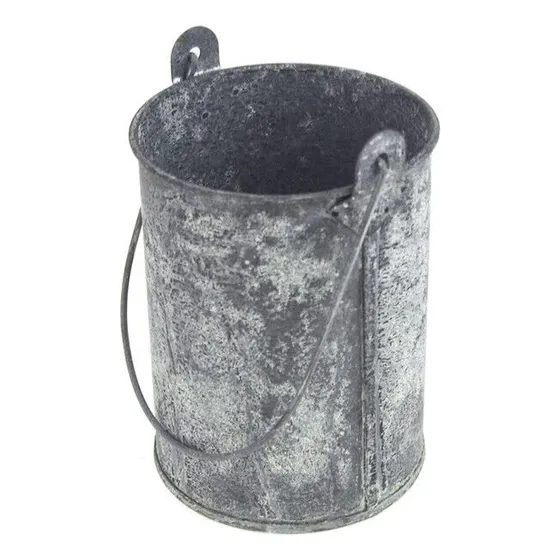 Cubo Zinc Galvanizado Gris Metalizado Mango Largo 4-1 2 
