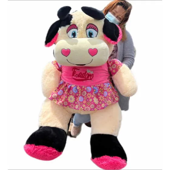 Vaca De Peluche Gigante De 1.40cm Con Vestido Perfumadita