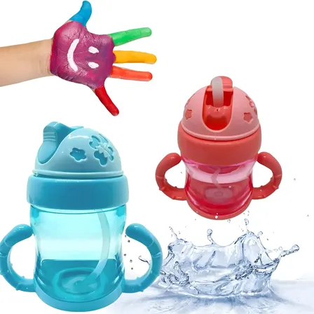Copo De Transição Infantil 220ml Com Alça E Canudo
