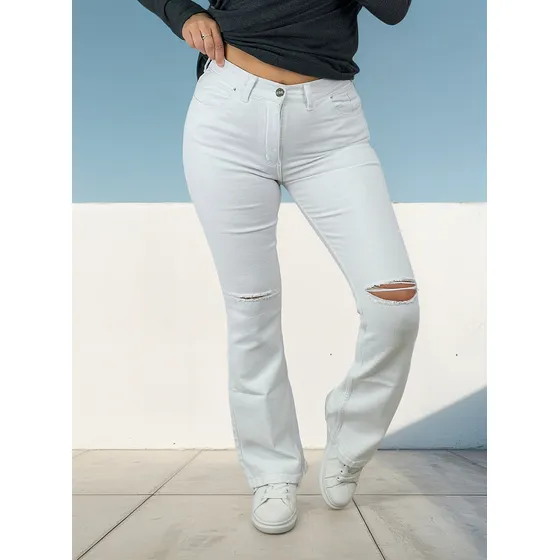 Jean Oxford White Con Rotura - Lycra