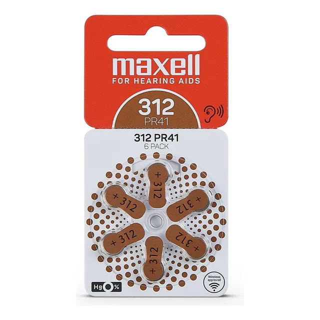 Pilas Para Audífonos Maxell Tamaño 312 Auditivas 6un