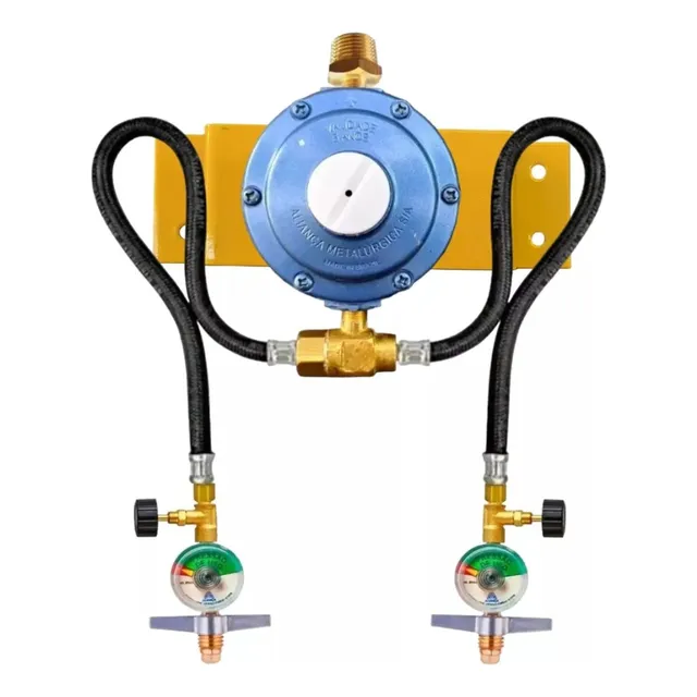 Central Gás Glp P/ 2 Botijões P13 Reg 7kg Com Manômetro