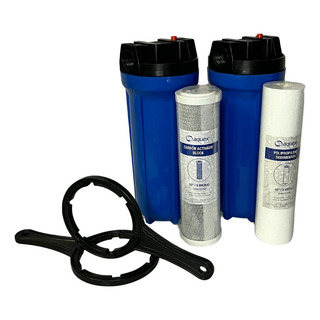 2 Portafiltros Azul 2.5x10 + Sedimentos + Carbón Activado 2 Portafiltros Azul 2.5x10 + Sedimentos + Carbón Activado
