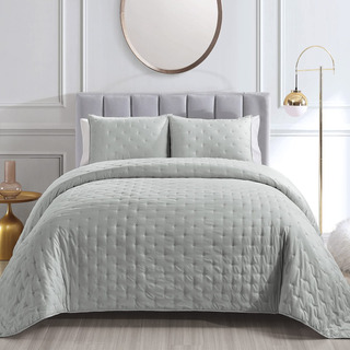 Juego De Colcha Reversible Queen 3 Piezas Microfibra Gris Juego De Colcha Reversible Queen 3 Piezas Microfibra Gris