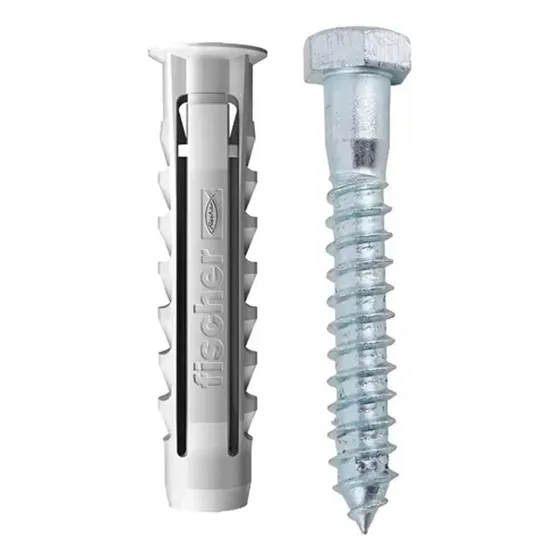 Tarugo Taco Fischer Hueco 10 Y Tirafondo 1/4 X 2 1/4 50 Und