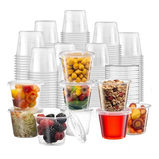 100 Vaso Souffle 5.5 Oz Con Tapa Para Salsa O Complementos