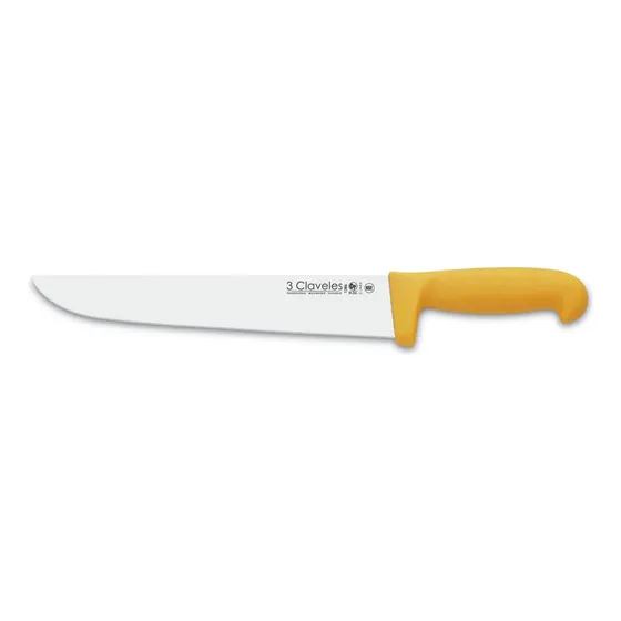 Cuchillo Carnicero Mango Amarillo 10'' Ref.1386 3 Claveles