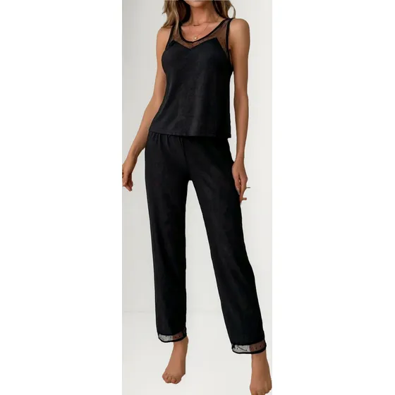 Conjunto De Pijama Negro Con Detalle Own Uruguay