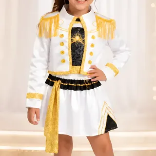 Fantasia Guerreiras Kpop Festa Pop Infantil Dança Palco Luxo Branco P ( 110-120 )