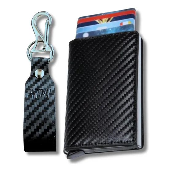 Two Birds carteira anti furto RFID masculina atemporal cor cx prata lisa