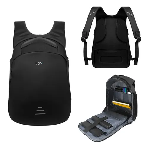 Mochilas T-go Para Notebook Hombre Mujer Rígida Impermeable Color Negro