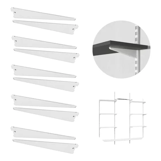 12 Suportes Duplos 27cm P/ Trilho Cremalheira Prateleira Aço