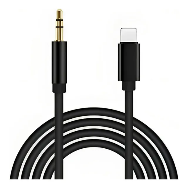 Cable Auxiliar De Audio Para iPhone Lightning A Jack 3.5mm Color Negro Liso