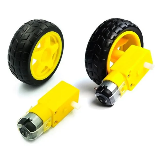 Kit Com 2 Peças - Motor Dc 3-6v Com Caixa De Redução E Rodas