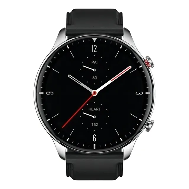 Smartband Amazfit Fashion GTR 2 display de 1.39" con correa de cuero color obsidian black y caja color silver