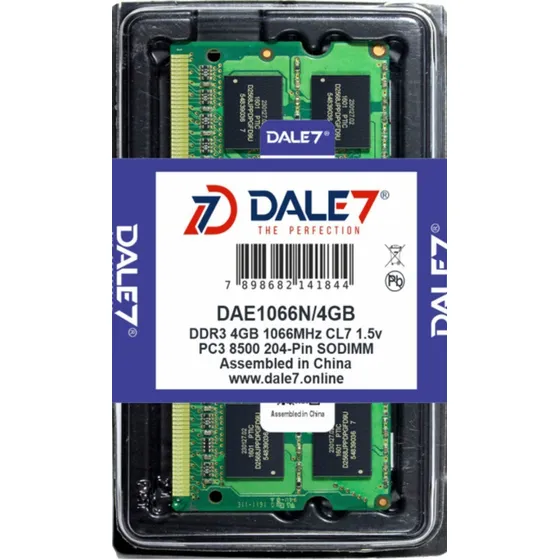 Memoria Dale7 Ddr3 4gb 1066 Mhz Notebook 16 Chips 1.5v 1 Kit