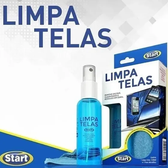 Kit Limpa Telas Start Tvs Gps Celular Vidros Bactericida