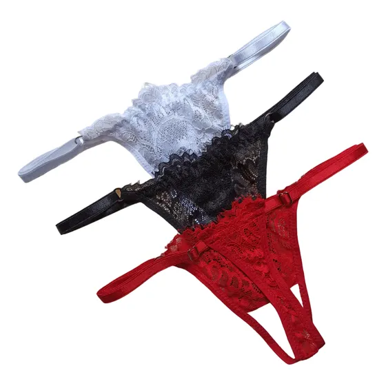 3 Semi Hilo Ajustables Encaje Lenceria Panty Sexy