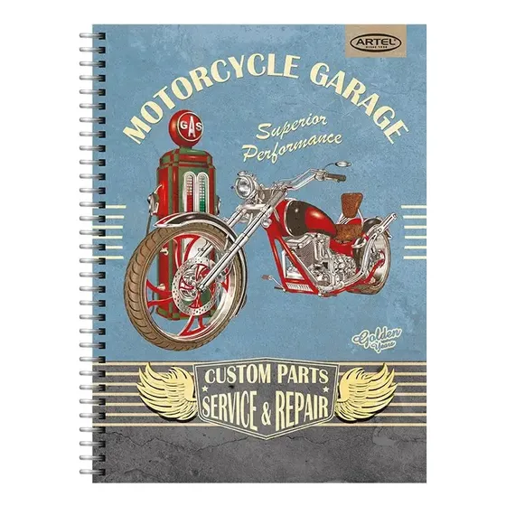 Cuaderno Especial 150 Hojas Vintage Nature Artel Color MOTORCICLE GARAGE