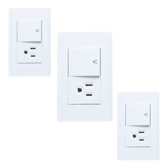 Placa Con 1 Apagador Y 1 Contacto Blanco Lucek 3piezas Ba07 