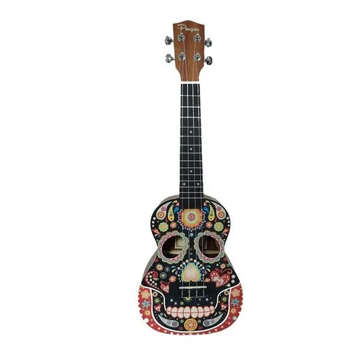 Ukelele Concierto Parquer Diseño Calavera Coco Abeto Funda Color Marrón