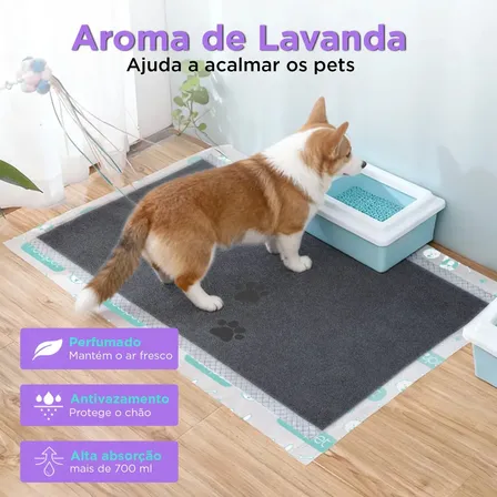Newpet Tapete Higiênico com Carvão Ativado e Lavanda 60x60cm 30un | Neutraliza Odores | Anti Vazamento | Feromônios | Adesivo Fixador