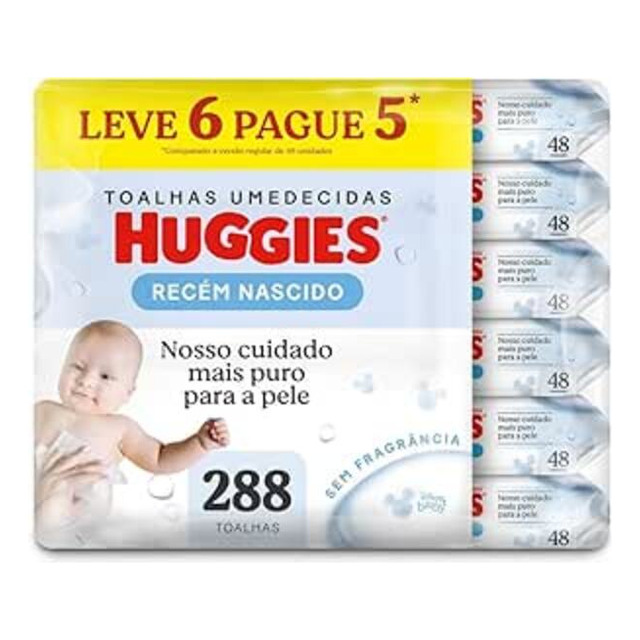 Kit Lenços Umedecidos Recém Nascido Leve 6 Pague 5 Huggies Kit Lenços Umedecidos Recém Nascido Leve 6 Pague 5 Huggies