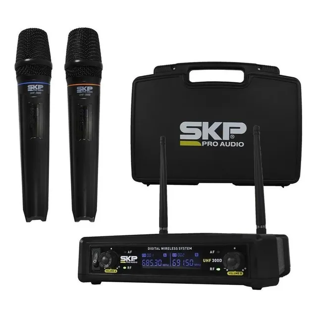 Micrófono Inalámbrico Doble Skp Uhf 300d - 101db