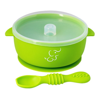 Bowl/tazón Grande Papubaby Con Tapa Y Cuchara De Silicón Color Verde Bowl Con Succion Bowl/tazón Grande Papubaby Con Tapa Y Cuchara De Silicón Color Verde Bowl Con Succion