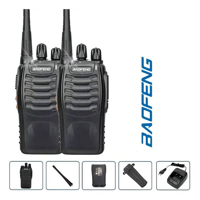 Baofeng 2 Radios Pofung Mx-888s Uhf Con Manos Libres Color Negro