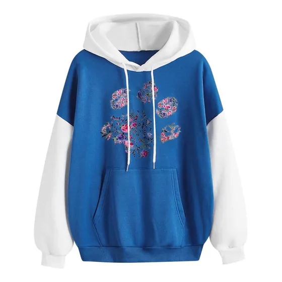 Sudadera Capucha Para Mujer Gran Tamaño Manga Larga Cuello V