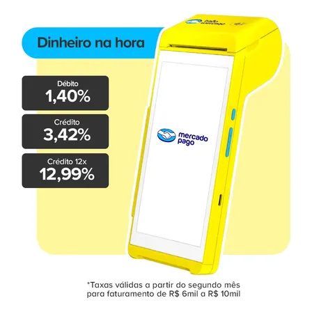 Maquininha De Cartão Smart 2 Mercado Pago Point Amarela Vivo 4g/Wifi/Nfc