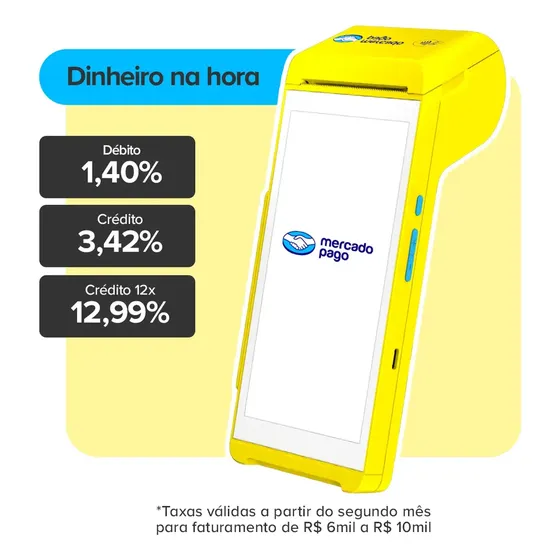 Maquininha De Cartão Smart 2 Mercado Pago Point Amarela Vivo 4g/Wifi/Nfc