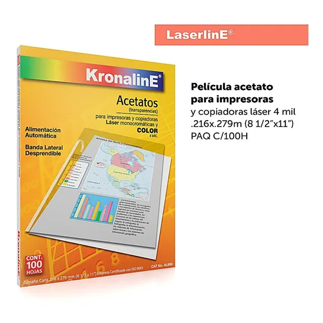 Pelicula Acetato Laser Impresora Toner Kronaline 100h Al690 Color Blanco