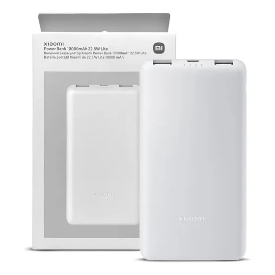 Power Bank Xiaomi 10000 Mah Tipo C 22.5w Lite Slim Fast Char Blanco