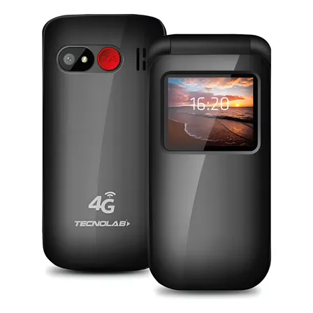 Teléfono Senior Tecnolab 4g Adulto Mayor Almej Negro Tl456bk Negro