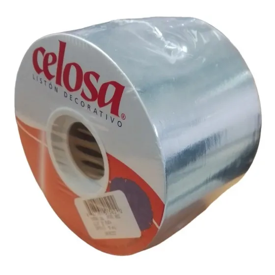 Liston Celosa Celoseda Color Plata Metalico De 7 Cm X 50 M Color Plateado metálico