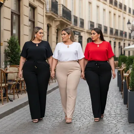 Kit 3 Blusas Femininas Plus Size Com Mangas Gola Redonda