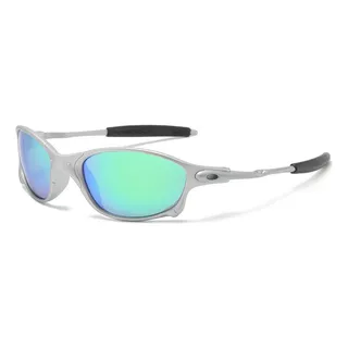 Ăculos De Sol Esportivo Estilo Juliet 24k Polarizado Unissex Armação Prateado Haste Prateado Lente Verde Desenho Espelho Ăculos De Sol Esportivo Estilo Juliet 24k Polarizado Unissex Armação Prateado Haste Prateado Lente Verde Desenho Espelho