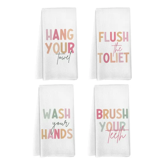4 Toalla Baño Para Decoracion Niño Cocina Mano Rosa S