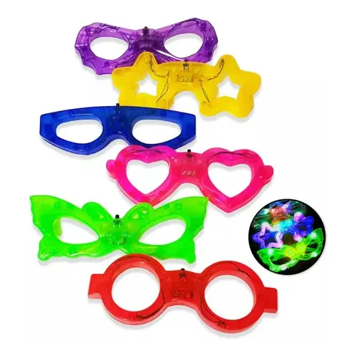 24 Lentes Neon Led Figuras Colores Fiesta Batucada Carnaval