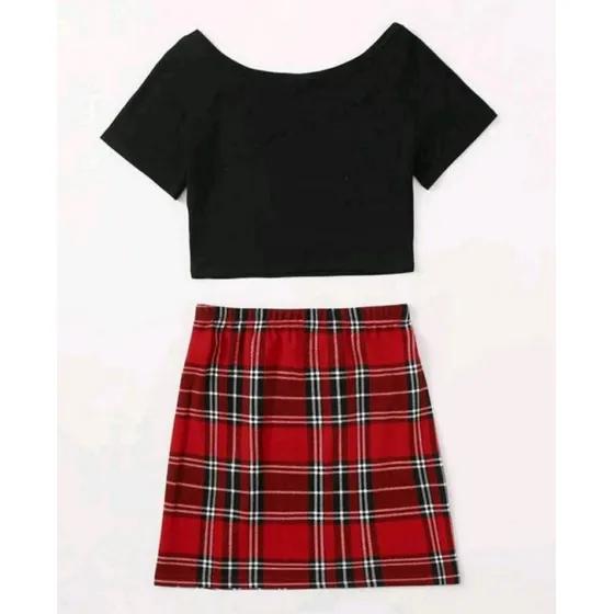 Conjunto Grunge Escocés Aesthetic Talla Xs/s