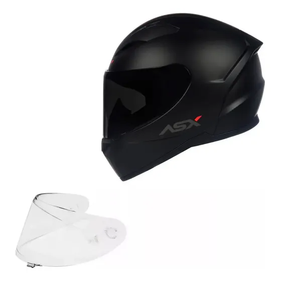 Capacete Masculino Feminino Asx City Preto Fosco + Viseira Desenho Sólido Tamanho Do Capacete 60